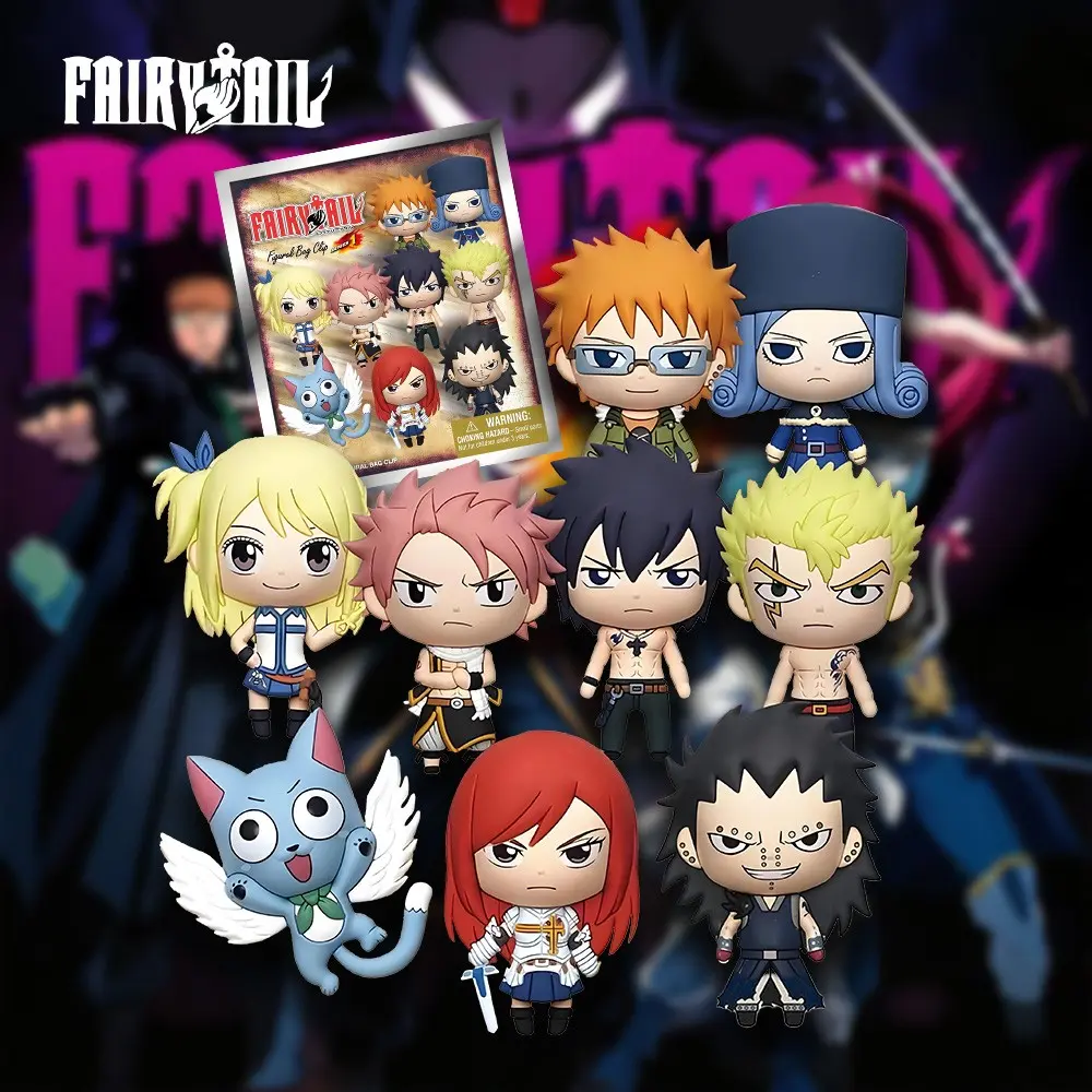 Fairy Tail Officially Licensed Blind Box PVC Keychain Figurine Series Figures Surprise Collectibles, Natsu Loke Juvia Anime Figure, Gift Backpack Decor, 1pc Crunchyroll