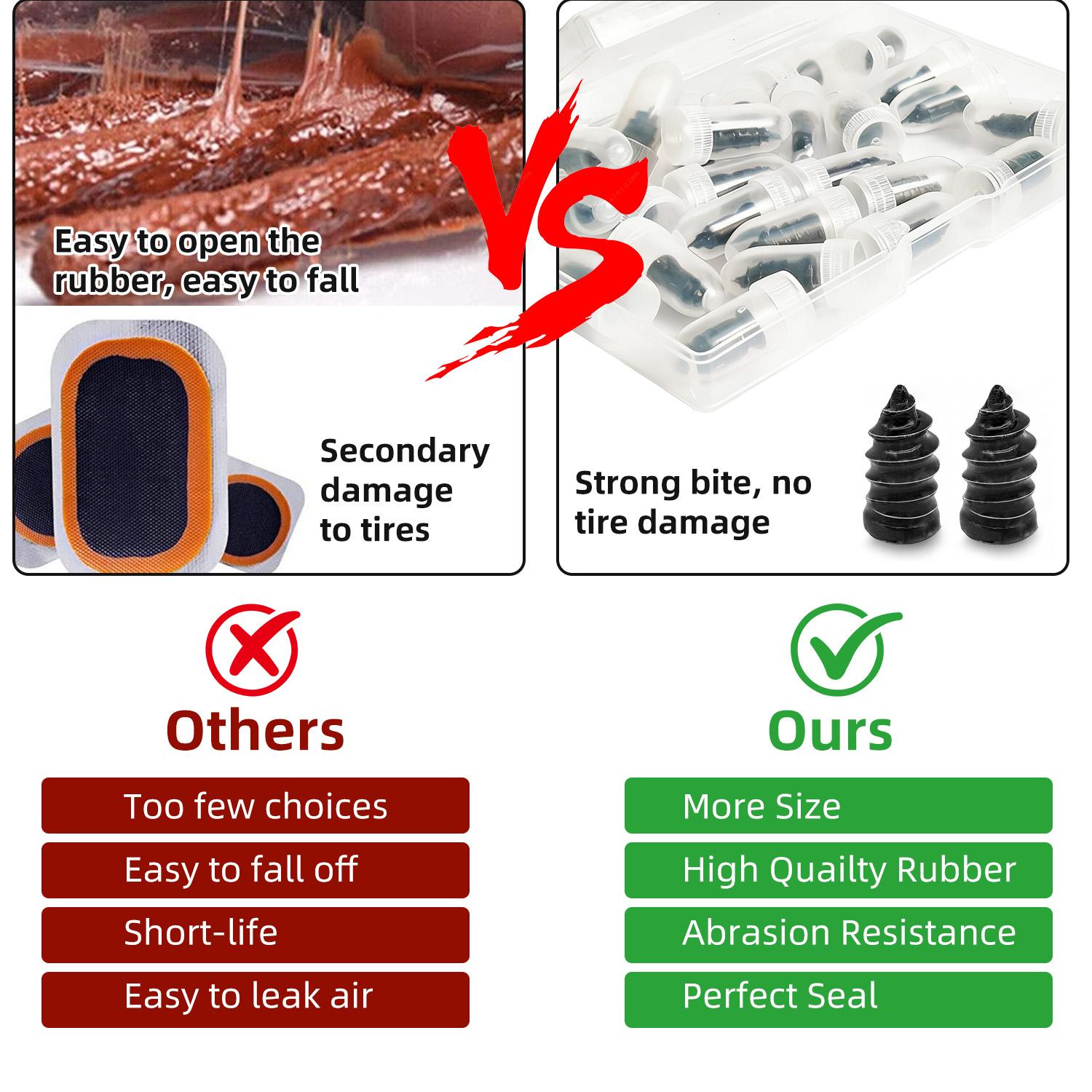 50/100 pcs Tire Repair Rubber Nail Kit Large & Small Plugs with Screwdriver Tubeless Tire Fast Repair for Cars Motorcycles Durable Reliable Seal Universal Compatibility