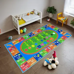 Kids Cartoon Animal Number Letter Rug, Non-Slip Floor Mat for Room, Bedroom Decor, Fun and Safe Play Area Carpet