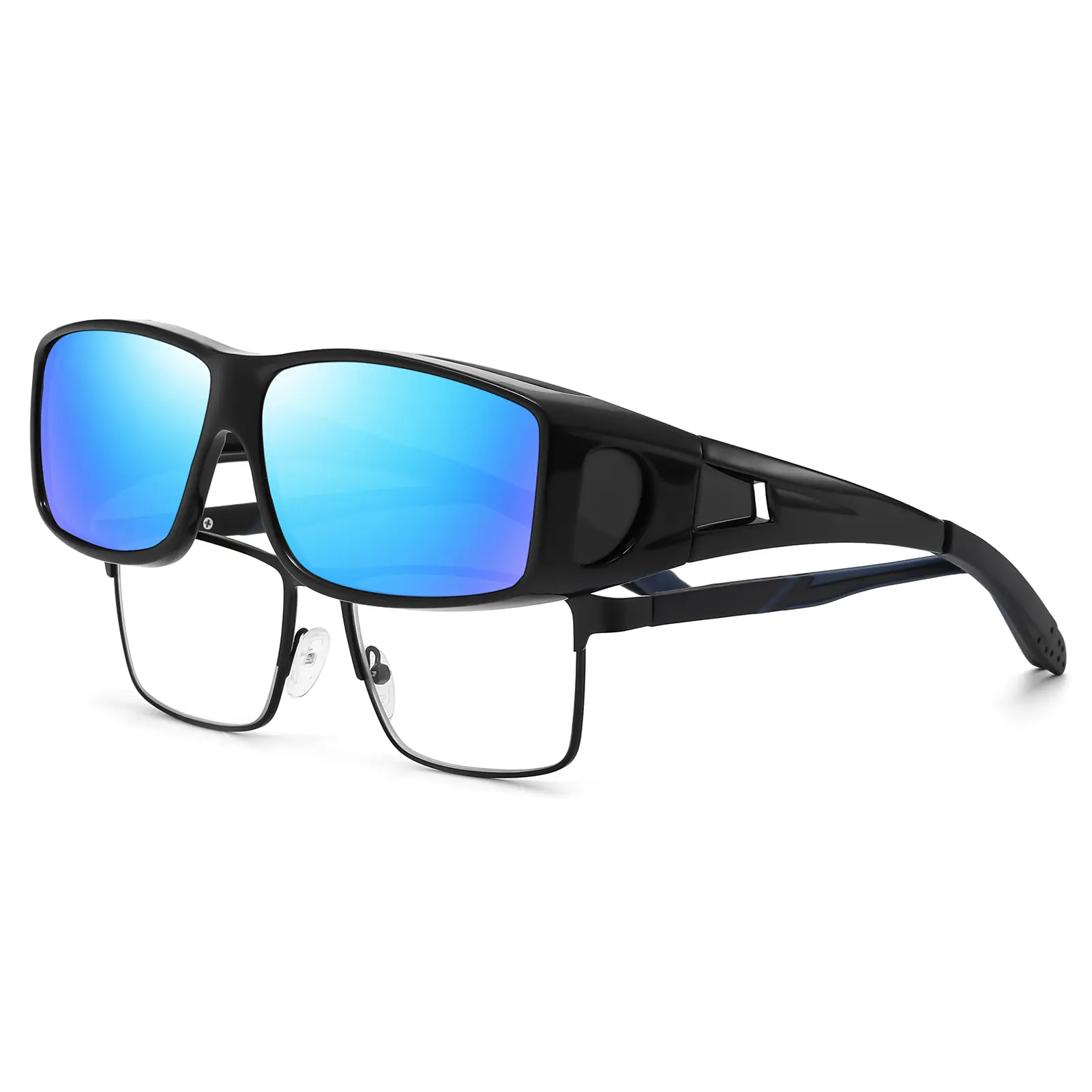 DEIYSEGL Fit Over Sunglasses Polarized UV400 Protection Outdoor Shade Women Lightweight Blue Mirror Men Wear Over Prescription Unisex Driving Glasses