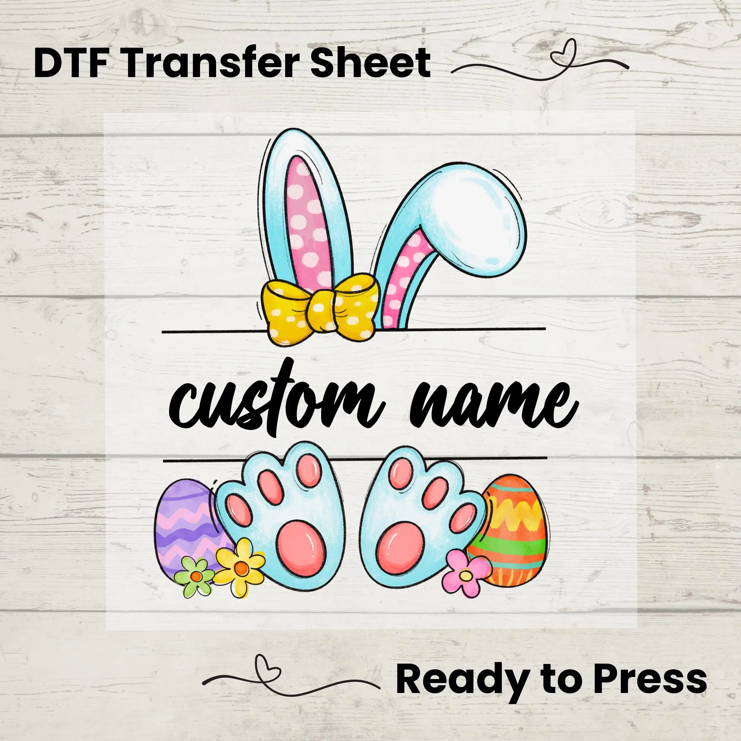 Easter Bunny Custom Name DTF Transfer – Personalized Spring Print