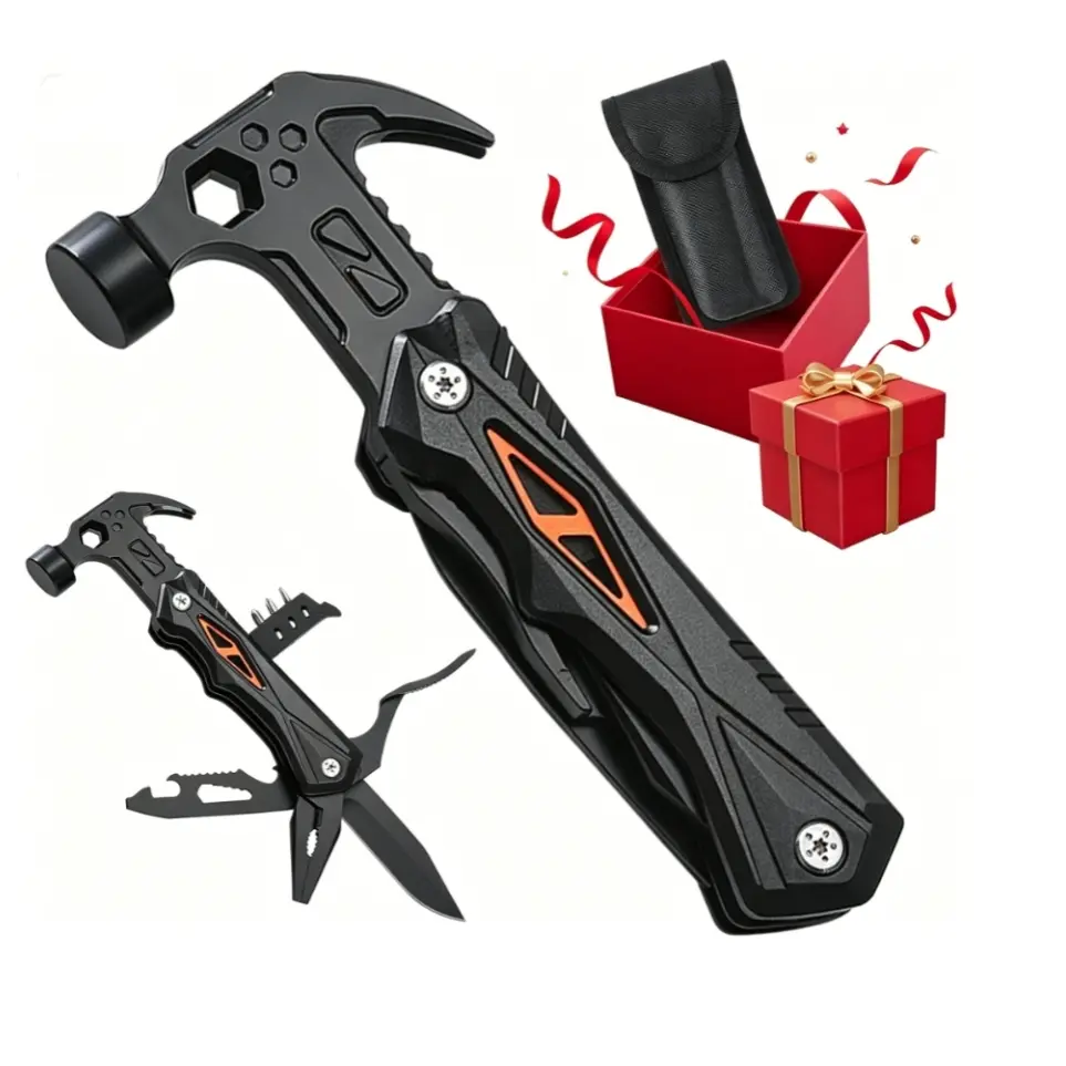 Novupow EDC Multitool Pliers,14 In 1，With Hammer, Screwdriver Hole, Nail Puller, Cutting Edge And More For Camping, Survival, Hunting And Outdoors
