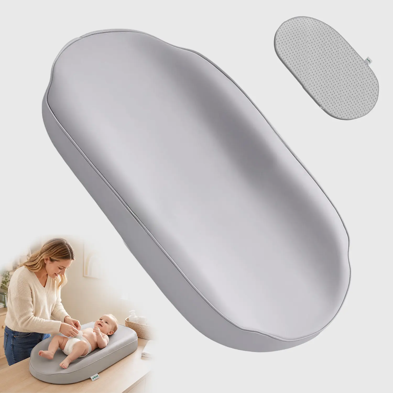 Rootling Cozy Waterproof Diaper Mat for Newborn Care, Washable Surface with a Non-Slip Bottom for Easy Diaper Changes, Pu Surface, Adjustable Safety Belt, Baby, Changing Pad, Changing Mat, Newborn Baby