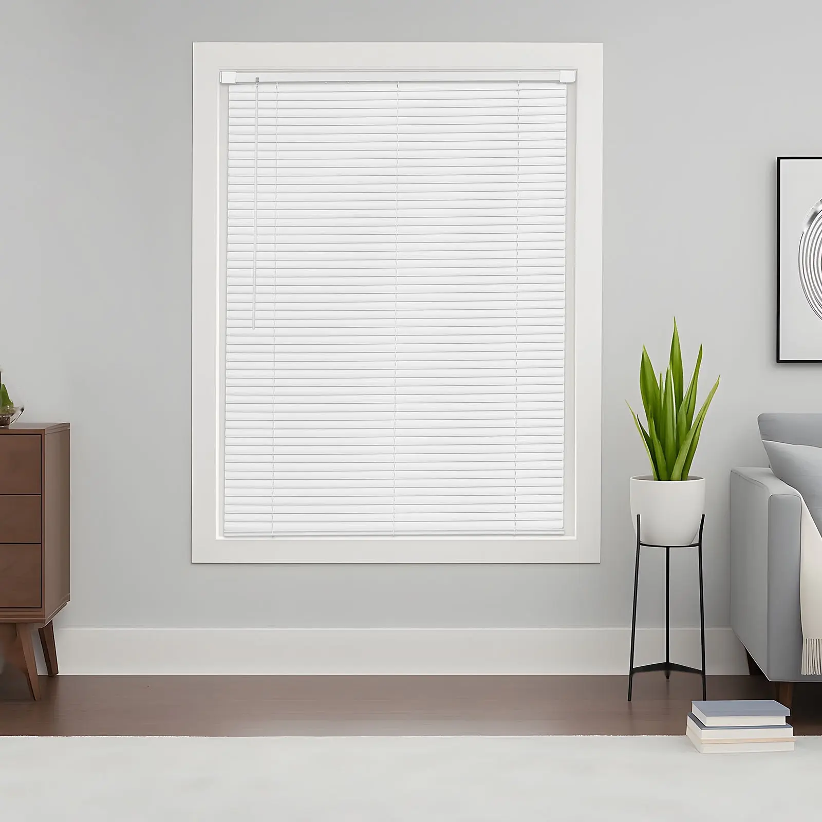 Mini Blinds 43.3" W x 48" H, 1" Slat, Cordless Light Filtering, No-Drill Window Coverings for Living Room, Kitchen, Bedroom, and Home Office - Easy Install, Privacy, and Daylight Control