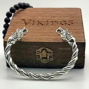 Small Heritage 925 Sterling Silver Viking Cuff Norse Bracelet