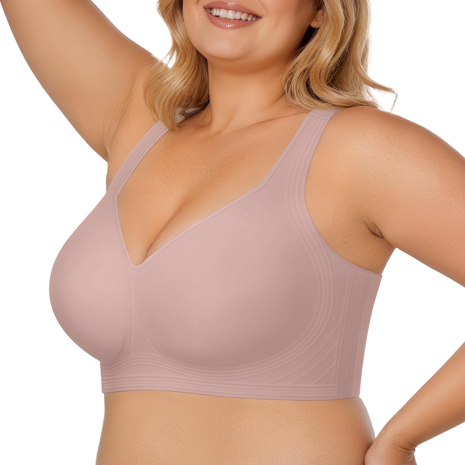 OEAK Women Jelly Pullover Wireless Bra Seamless Push Up Bralette Full Coverage Supportive Everyday Plus Size T-Shirt Bra