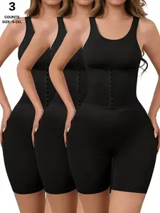 Women's Seamless Body Shaper: Double-Layer Compression Bodysuit — Tummy Control, Bust Support, Butt Lift, and Waist-Cinching Front-Hook Design (Boy Short Style) — Sculpting an S-Curve Silhouette, Shapewear, Underwear, Womenswear