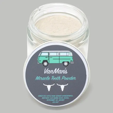 VanMan’s Miracle Mint & Bone Mineral Tooth Powder - With Hydroxyapatite & Clay - Natural Formula