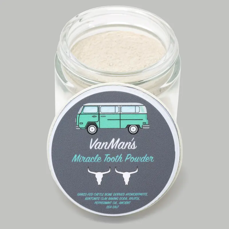 VanMan’s Miracle Mint & Bone Mineral Tooth Powder - With Hydroxyapatite & Clay - Natural Formula