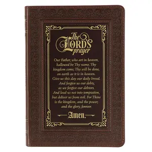 The LORD's Prayer Walnut and Burgundy Faux Leather Classic Journal - Matthew 6:9-13