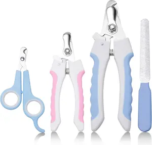 4pcs Manual Dog & Cat Pets Nail Clippers and Trimmers, with Safety Nail Guard, Nail File Great for Cats, Dogs, Bunnies, Cat & Dog Grooming Supplies supply tool