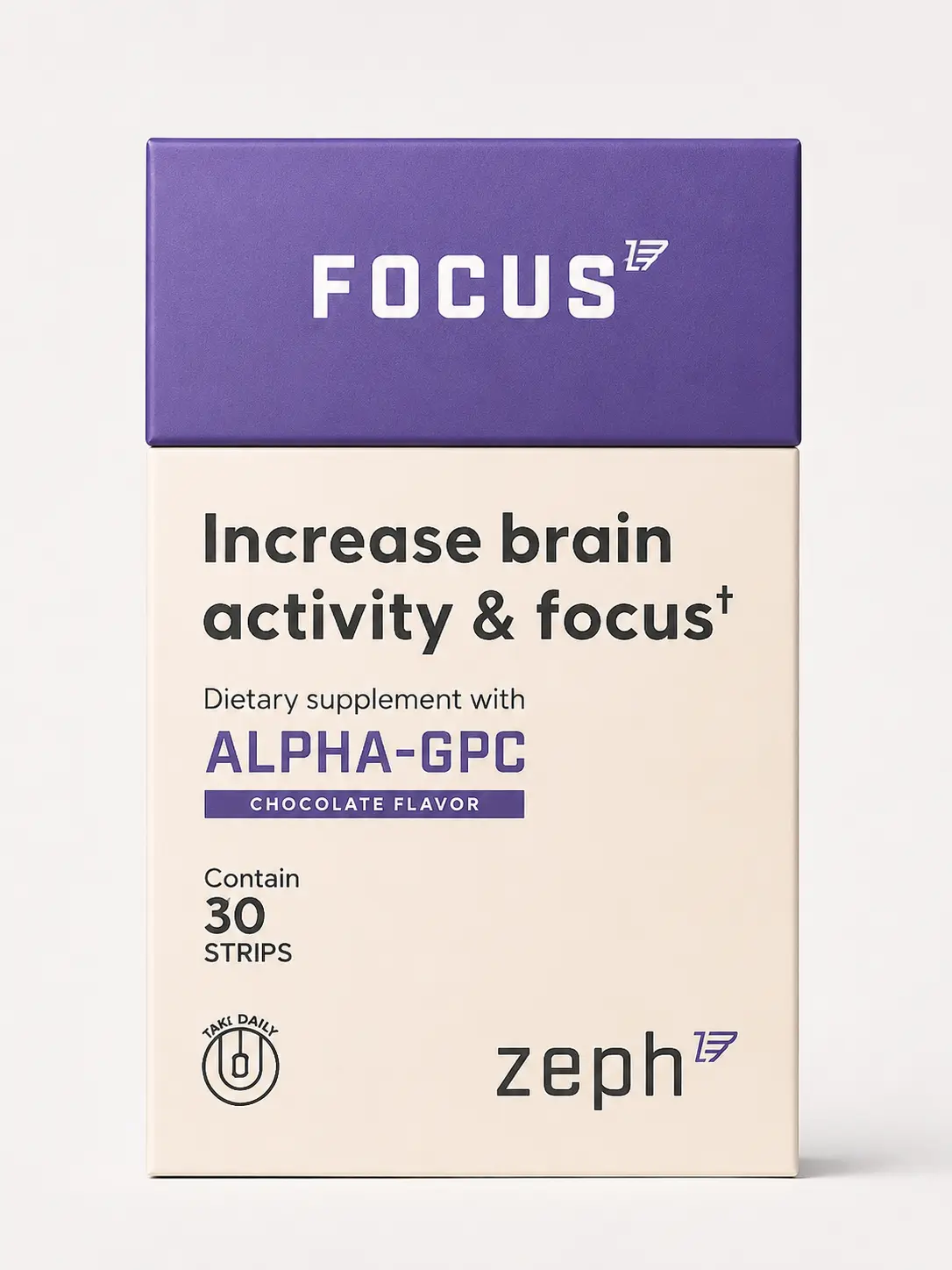 ZEPH Focus - Dietary Supplement for Enhanced Focus and Memory - Vegan, Gluten-Free, Dairy-Free - Chocolate Flavor - 30 strips Increase brain activity & focus, Brain Health Support Vitamin Healthcare