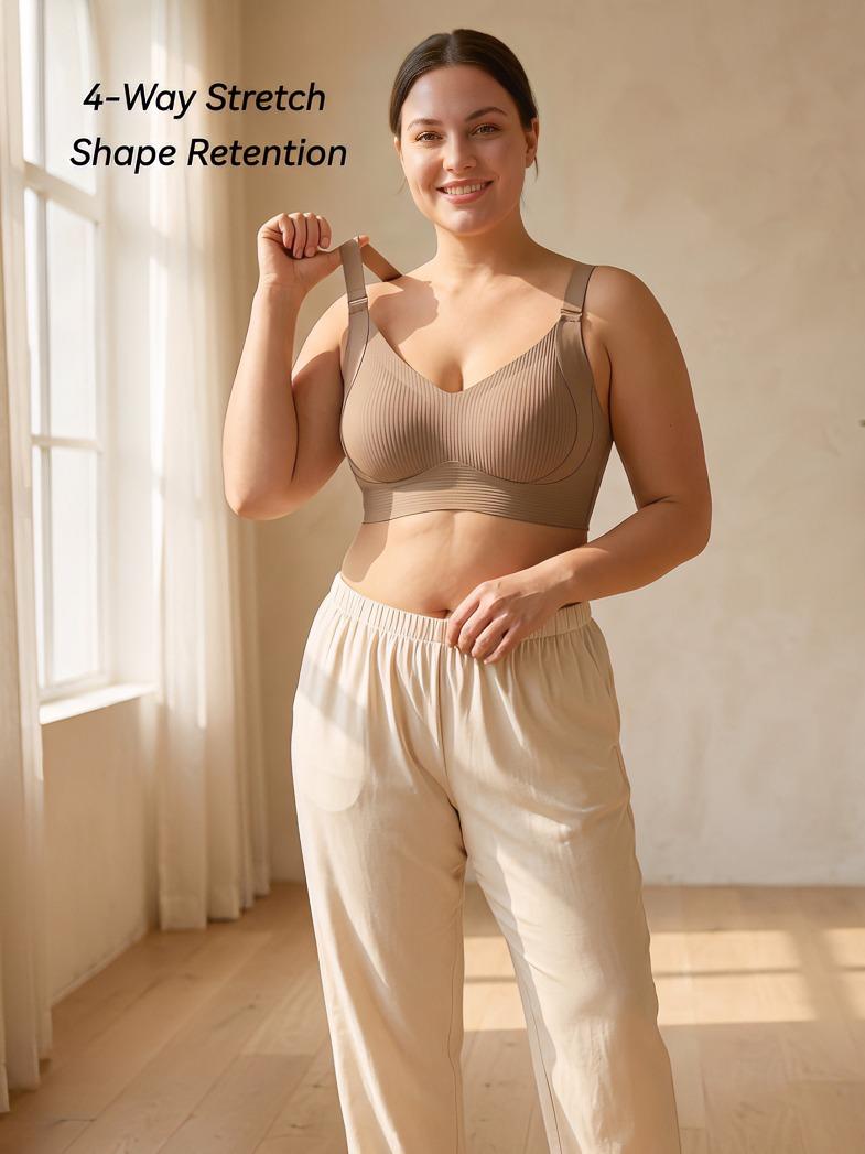 1/2/4PCS Seamless Wire-Free Push-Up Style Jelly Bra | Everyday T-Shirt Bralette & Soft Sleep Underwear for Women, High Stretch Adjustable Comfort Plus Size M-4XL