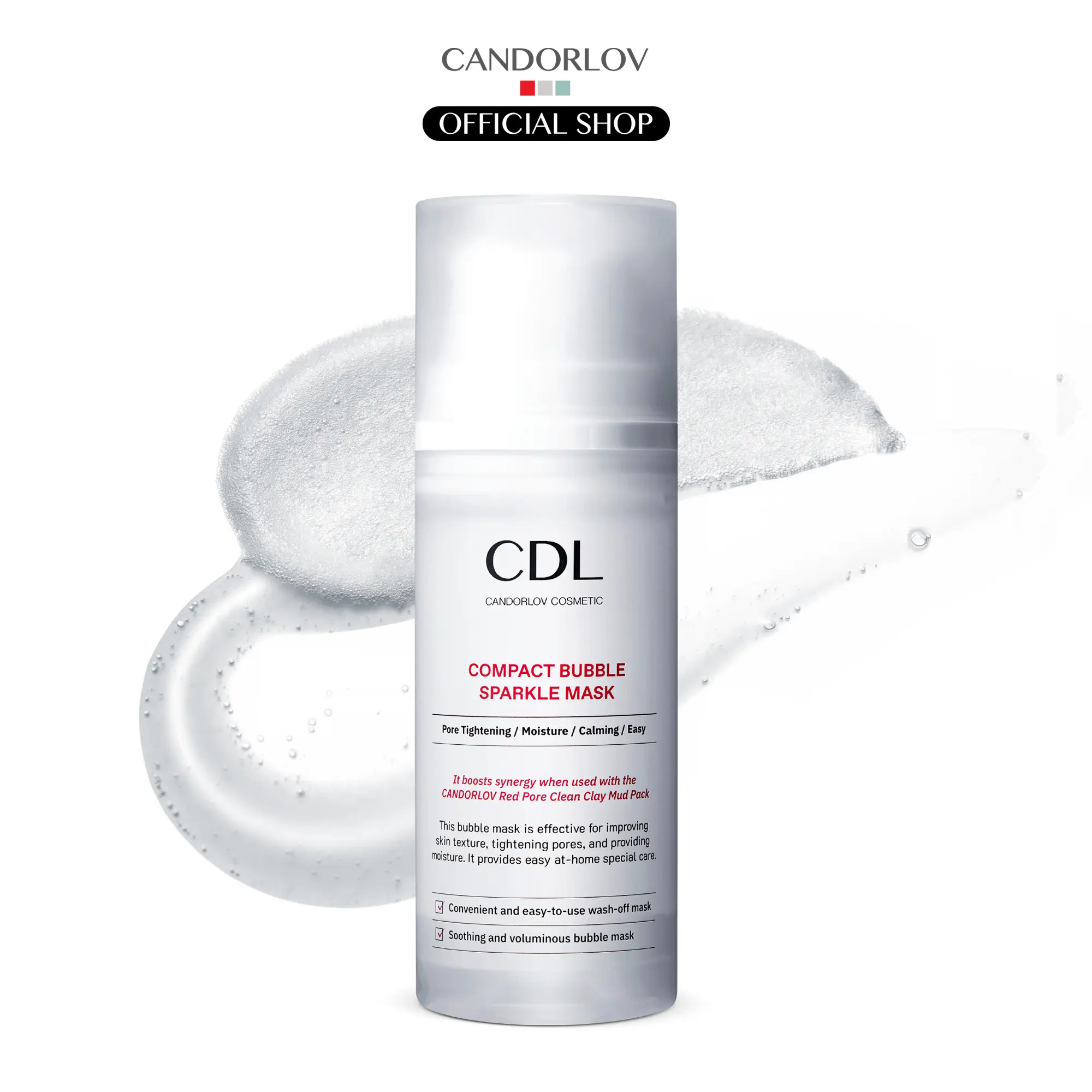 [Candorlov] Compact Bubble Sparkle Mask (3.38 Fl. oz/100ml) | Pore Tightening, Soothing, Skin Brightening & Deep Moisture backtoschool