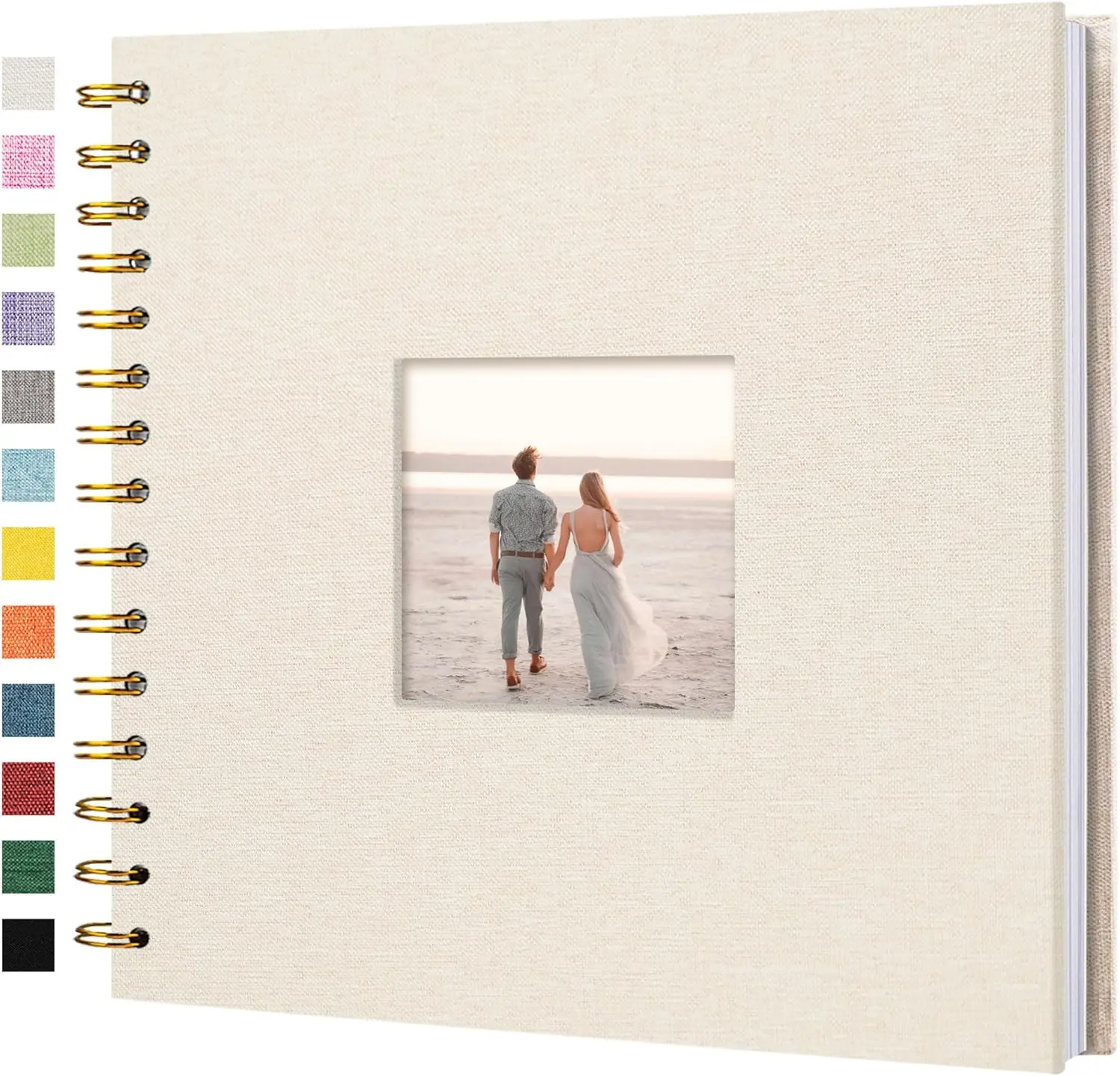 8 x 8 Inch Scrapbook Photo Album Linen Cover Hardcover Kraft White Pages Memory Book for Travel Wedding Guest Book Christmas Baby Shower 20 Sheets 40 Pages Beige
