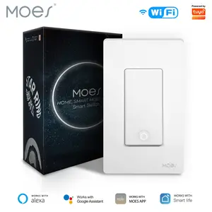 MOES Smart Light Switch, WiFi 3 Way/Single Pole Smart Wall Switches, Require Netural Wire, Compatible with Alexa and Google Home, Remote Control, No Hub Required