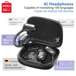 MINISO MS162 Wireless Translation Earbuds with APP Support 134 Languages Real-time Translation HiFi Sound Long Distance Connection Audio Headphone Black