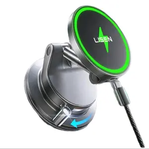 LISEN MagSafe Car Mount Charger 15W Magnetic Wireless Charging Phone Holder 360° Adjustable