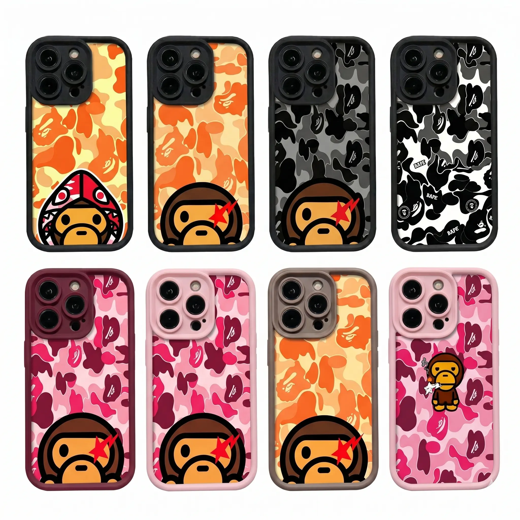 Bape Camo Streetwear Phone Case - Multi-Model Protection Accessories, 2-Piece Hard Shell, Impact-Resistant with Dispersion Tech & Flexible Rubber Liner, Glossy UV-Protected for iPhone 17/16/15/14/13/12/11 ProMax/Plus, Samsung Galaxy S23FE/22/23