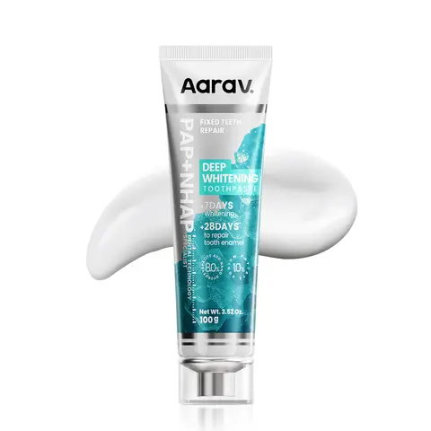 Aarav PAP Deep Whitening Toothpaste with 8% Hydroxyapatite & NHA. Fluoride-Free for Enamel Remineralization, Healthy Bright Smile & At-Home Oral Daily Care. Plastic-Free, Eco-Friendly & Travel Safe.