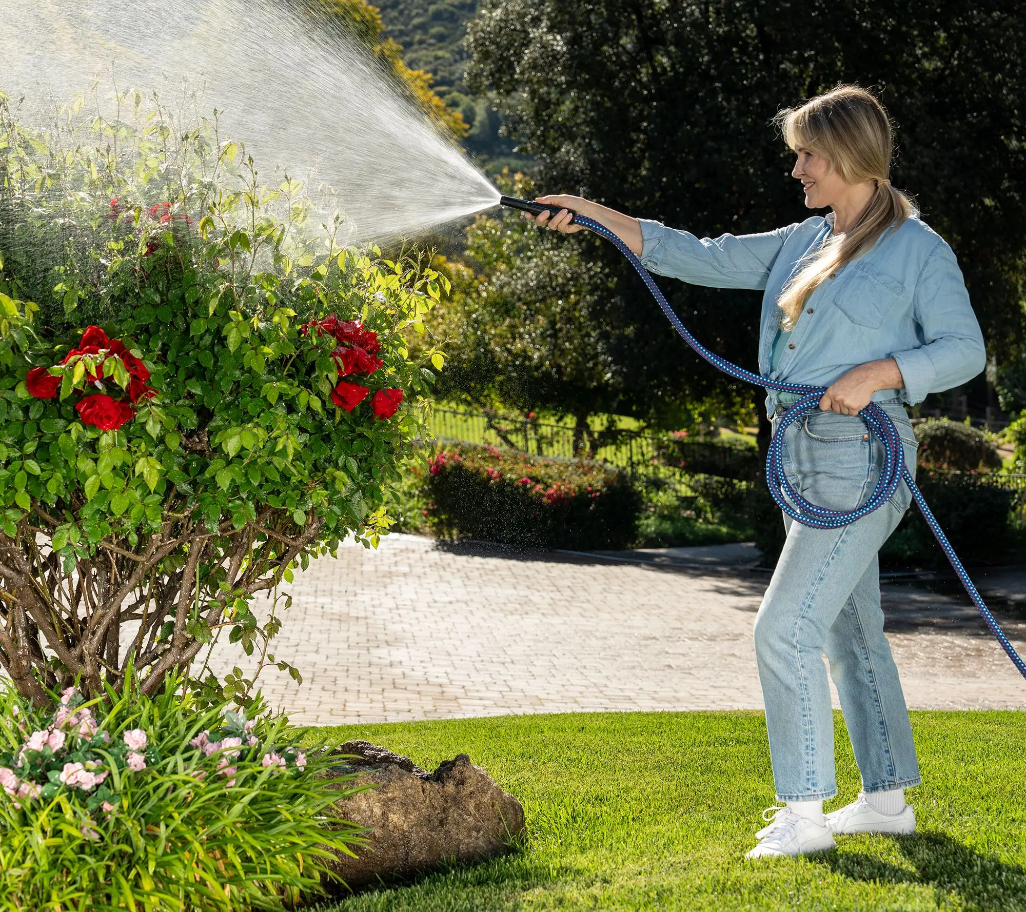 Bernini 40' Patriotic Hydrohose Fabric Hose with Nozzle