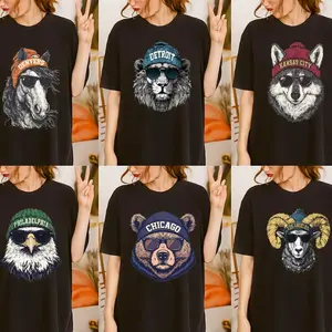 Cotton Unsiex Retro Football Team Mascot Tee, Vintage Game Day T-Shirt for Football Fan