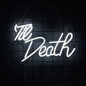 Til Death Neon Sign Red LED Neon Light Signs for Wedding Engagement Party Bridal Shower Decor Til Death Do Us Party Decor Valentines Day Gifts Neon Wedding Sign,USB Powered Easy Hanging