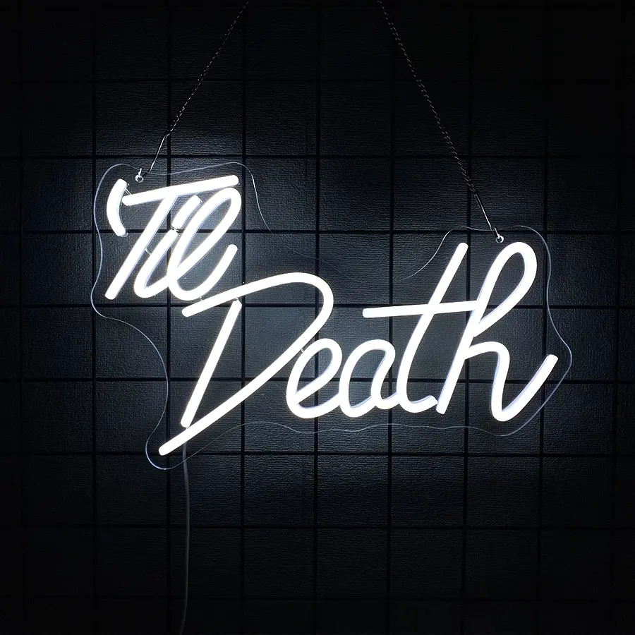 Til Death Neon Sign Red LED Neon Light Signs for Wedding Engagement Party Bridal Shower Decor Til Death Do Us Party Decor Valentines Day Gifts Neon Wedding Sign,USB Powered Easy Hanging