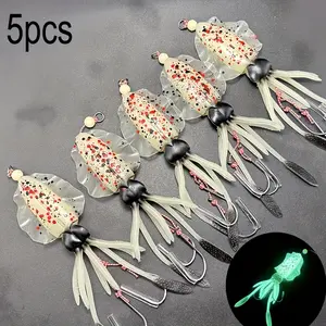 [5pcs Rubber Squid Fishing Lure] 5pcs Mixed Colors Rubber Squid Fishing Lure Set, Soft Octopus Trolling Artificial Bait with Hooks