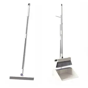 Home-use broom and dustpan set, magic non-stick bristle broom, multi-functional floor scraper and wiper suitable for cleaning kitchens, bathrooms, and living rooms