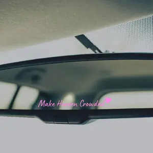 3PCS/SET "Make Heaven Crowded" Healing Mirror Sticker, Suitable for Car Rearview Mirror/Home Mirror/Desk, Pink Handwritten Font + Heart Design, Waterproof & Wear-Resistant, Inject a Gentle & Healing Vibe into Your Car