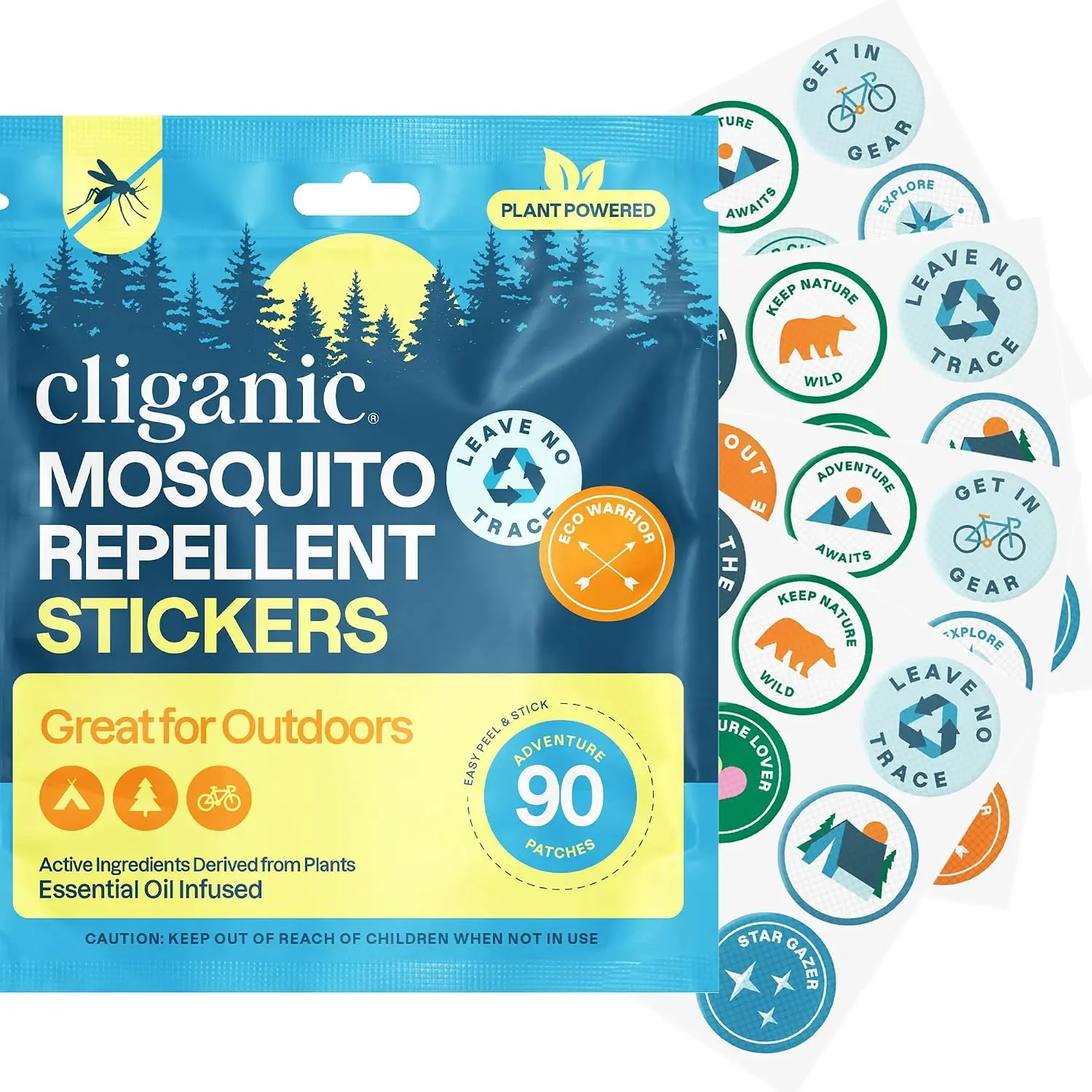 Mosquito Repellent Stickers (90 Pack) - Camping Patches for Kids & Adults, Natural DEET-Free, Essential Oil Infused