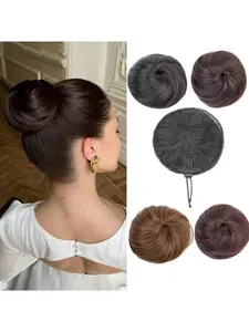 Artificial Hair Bun Ring, Drawstring Hairstyle Accessory, Suitable for Women and Girls, Perfect for Halloween and Christmas, Fashionable Hair Accessories