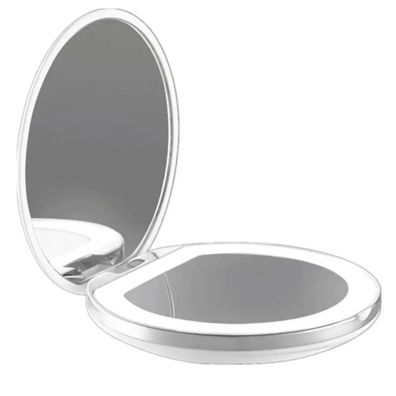 Portable Foldable Makeup Mirror, Glam Travel Makeup Mirror with LED Light, Compact Mirror for Women, Pocket Size Makeup Tools, Travel Hand Mirror