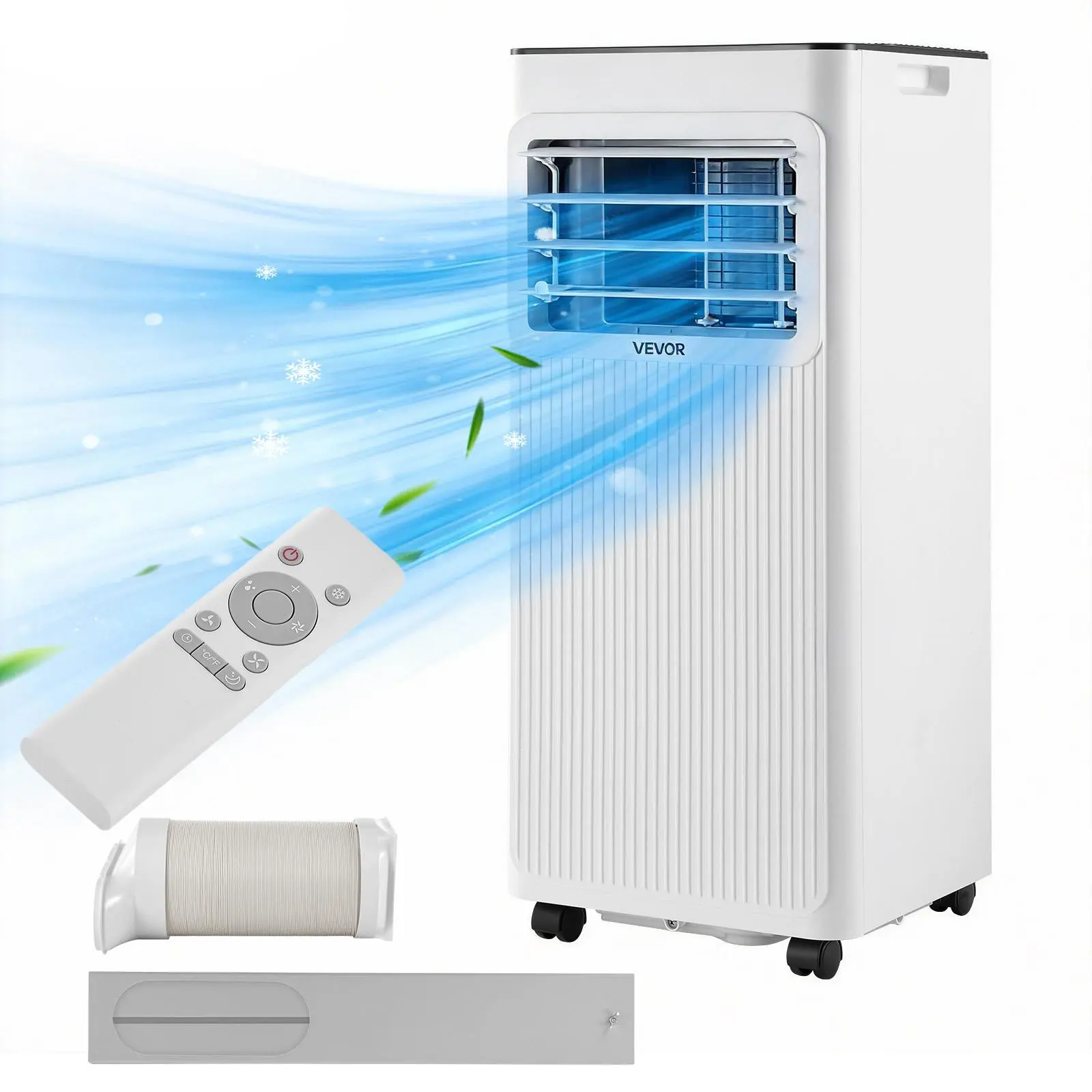 【Summerfinds】VEVOR Portable Air Conditioner Home Ac Unit, 8000 BTU ASHRAE (5000 BTU SACC) 3-in-1 Built to Last Standing Cooler with LED Touch Panel, Remote Ctrl, 24h Timer, 188 CFM Airflow, Dehumidifier, Fan for Indoor Rooms, White, Stay Cool