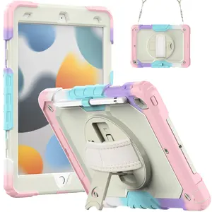 Anti-Shock Ipad case,  Limited time-Ipad Pencil for Free!!!  9th/8th/7th, 10.2”, With Hand Strap/pencil holder,Silicone Heavy Duty, Children safe