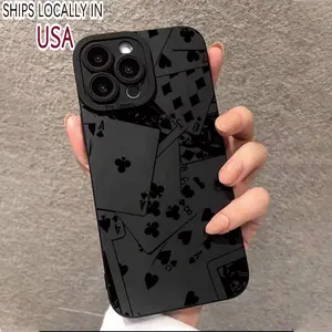 Poker Card Pattern Phone Case for Summer, All-inclusive Phone Protective Cover, Phone Accessory Compatible With iPhone XR XS Max 11 12 13 14 15 Plus 15 Pro Max Screen Protector Protection