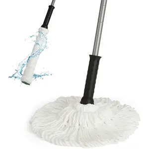 Twist Mop - Simple, 57" Long Handle, Self-Wringing Microfiber String Mop for Floor Cleaning, Traps Dust & Pet Hair, Absorbs Spills Quickly, Safe for All Floor Types, JX-0001, White