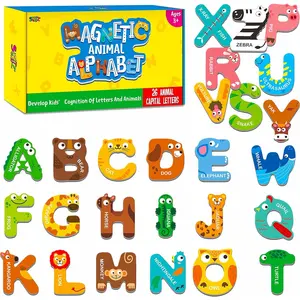 Large Size Magnetic Letters, Cute Animal Alphabet ABC Magnets for Fridge Colorful Uppercase Animals Toys Set Educational Spelling Learning Games for Kids, Toddlers 3 4 5 Years Old