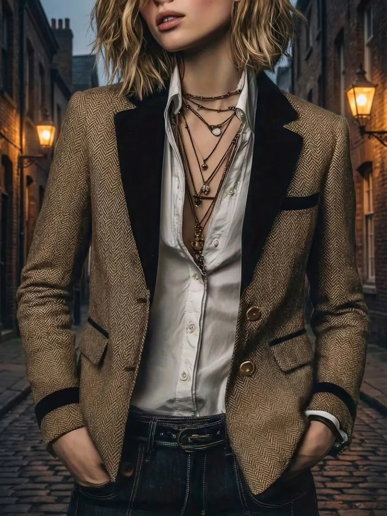 Women's Fashionable Fitted Long Sleeve Western Style Suit Jacket, Elegant Versatile Design, Perfect for Cross-Border Shopping, Trendy Ladies' Outerwear