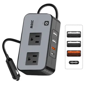 200W Car Power Inverter 12V DC to 110V AC Converter with Dual AC Outlets 20W PD 3.0 18W QC 3.0 and Dual USB-A Ports Fast Charging Car Adapter  #CarEssentials   #AutoUpgrade