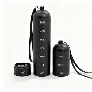 ASTRAVEA 7-day Portable Medicine Box Organizer With Aluminum Shell, Pill Capsule Box, Keychain Storage Function, Available 7 Days A Week