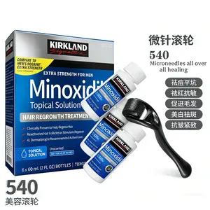 3pcs Kirkland Minoxidil Hair & Beard Growth Kit -AntiHairLoss Treatment with Dropper &Derma Roller