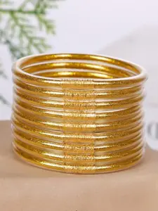 9pcs Fashion Solid Color Jelly & Glitter Bangle Set, Lightweight Cute Stackable Design, Perfect for Women/girls Daily/party Wear, Ideal Gift