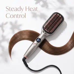 Ionic Hair Straightener Brush 2-in-1 Straightener & Curl Styler Anti-Frizz Comb Fast Heat Detangling No Damage Smoothing Tool for Salon Sleek Hair TikTok Viral Gift for Mom 2026