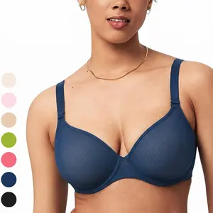 HSIA Seraphina Plus Size Unlined Soft Breathable Sheer Mesh Full Coverage Plus Size Summer Bra Air Light Underwire Support Transparent Lightweight Non Padded Minimizer Bra Convertible Multiway 5-Way Wear Detachable Straps Bras Everyday Sexy Womenswear
