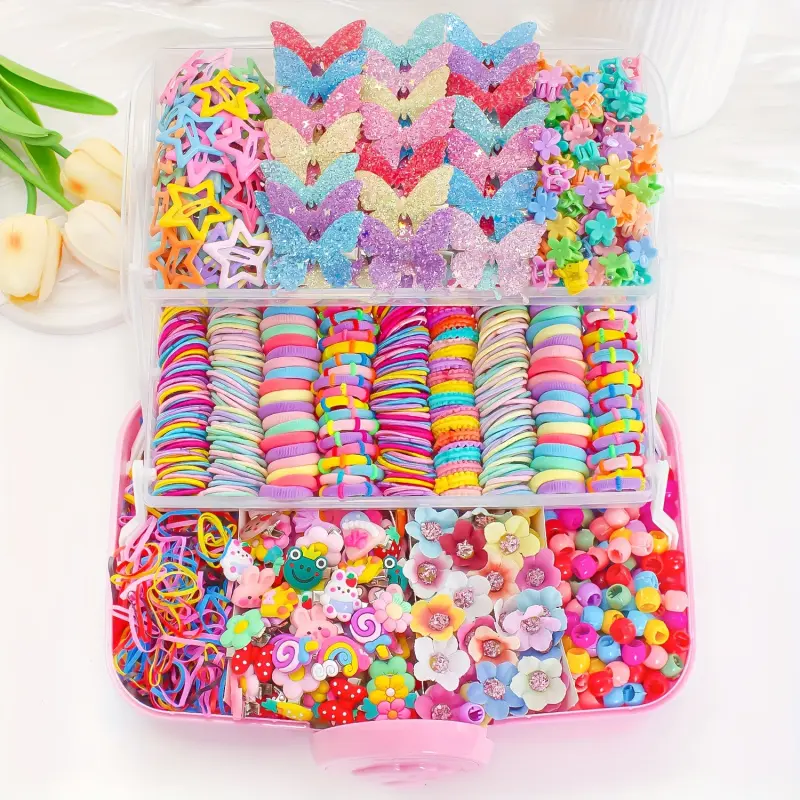 510-Piece Set Cute Colorful Shiny Butterfly Dopamine Star Hair Accessories: Hair Clips, Headbands, and Elastic Hair Ties Girl Gift Set - Cute Exquisite Gift Set Cute Gift Sets