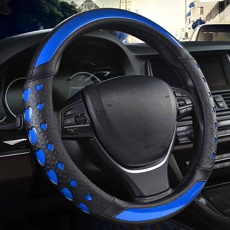Glamorous Heart-Shaped Film PU Leather Steering Wheel Cover - Anti-Slip, Sweat-Absorbing Inner Ring Car Accessory for Automotive Interior Enhancement