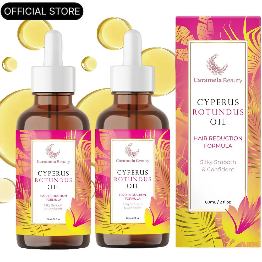 2 Pack Caramela Beauty Cyperus Rotundus Oil - 60ml Natural Cyperus Rotundus Oil For Hair Removal, Moisturizing & Soothing Cyperus Oil For Reducing Body Hair Growth, Hair Removal Oil Ideal for All Skin Types