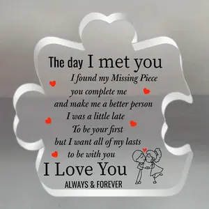 “I Love You” Acrylic Puzzle Piece Decor, Frameless Heart Desktop Plaque, Romantic Gift for Couples, Valentine’s Day & Anniversary Gift